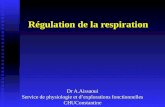 Régulation de la respiration Dr A.Aissaoui Service de physiologie et dexplorations fonctionnelles CHUConstantine.
