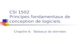 CSI 1502 Principes fondamentaux de conception de logiciels Chapitre 6: Tableaux de données.