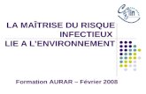 LA MAÎTRISE DU RISQUE INFECTIEUX LIE A LENVIRONNEMENT Formation AURAR – Février 2008.