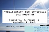 Modélisation des contrails par Meso-NH Sarrat C., R. Paugam, D. Cariolle, R. Paoli CERFACS, Aviation & Environnement Meeting Meso-NH Utilisateurs 12 Octobre.