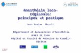 Anesthésie loco-régionale: principes et pratique Jean Xavier Mazoit Département et laboratoire d'Anesthésie UPRES EA 3540 Hôpital et Faculté de Médecine.