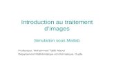 Introduction au traitement dimages Simulation sous Matlab Professeur. Mohammed Talibi Alaoui Département Mathématique et Informatique, Oujda.