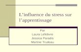 Linfluence du stress sur lapprentissage Par Laura Lefebvre Jessica Paradis Martine Trudeau.
