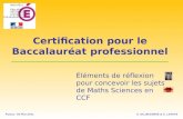 Certification pour le Baccalauréat professionnel Poissy– 03 Mai 2011 Éléments de réflexion pour concevoir les sujets de Maths Sciences en CCF E. DE JAEGHERE.