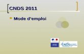 CNDS 2011 Mode demploi Mode demploi. PLAN Directives nationales du 31 janvier 2011– Objectifs 1- Les populations et territoires visés 2- Les thématiques.