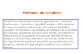 Méthode du simplexe Introduction, définitions et notations préliminaires, théorèmes fondamentaux, algorithme (primal) du simplexe, détermination de toutes.