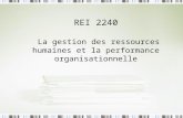 REI 2240 La gestion des ressources humaines et la performance organisationnelle.