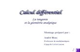 La tangente et la géométrie analytique Montage préparé par : André Ross Professeur de mathématiques Cégep de Lévis-Lauzon ? Calcul différentiel.