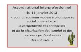 Accord national interprofessionnel du 11 janvier 2013 « pour un nouveau modèle économique et social au service de la compétitivité des entreprises et de.