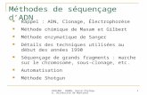 BIN1001, H2005, Hervé Philippe, Université de Montréal 1 Méthodes de séquençage dADN Rappel : ADN, Clonage, Électrophorèse Méthode chimique de Maxam et.