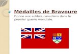 Médailles de Bravoure Donne aux soldats canadiens dans le premier guerre mondiale.