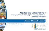 Médecine Intégrative : Changement de paradigme sur les modèles dessais cliniques Docteur Elisabeth Luporsi Le 4 Mai 2013 Strasbourg.