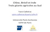 Chine, Brésil et Inde Trois géants agricoles au Sud Yann Calbérac yann.calberac@paris.iufm.fr Université Paris-Sorbonne IUFM de Paris.