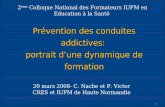 1 Prévention des conduites addictives: portrait d’une dynamique de formation 20 mars 2008- C. Nache et P. Victor CRES et IUFM de Haute Normandie 2 ème.