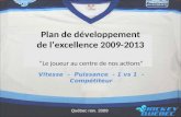 Plan de développement de l’excellence 2009-2013 “Le joueur au centre de nos actions” Vitesse - Puissance - 1 vs 1 - Compétiteur Québec nov. 2009.