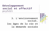 Développement social et affectif psy5221 3. L’environnement social, les âges de la vie et la demande sociale.