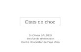Etats de choc Dr Olivier BALDESI Service de réanimation Centre Hospitalier du Pays d’Aix.