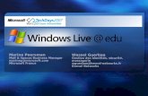 •Présentation Windows Live@edu Services Windows Live • Avantages Pour les étudiants & les anciens élèves Pour les établissements • Mise en Place MIIS.