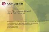 Le rôle international de CDP Capital Présentation de Michel Nadeau, président de CDP Capital Aux étudiants de la chaire Stephen-Jarislowsky en gestion.