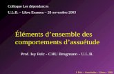 I. Pelc – Assuétudes – Librex - 2003 Prof. Isy Pelc - CHU Brugmann - U.L.B. Éléments d’ensemble des comportements d’assuétude Colloque Les dépendances.