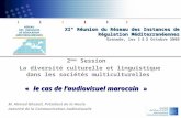 XI° Réunion du Réseau des Instances de Régulation Méditerranéennes Grenade, les 1 & 2 Octobre 2009 2 ème Session La diversité culturelle et linguistique.