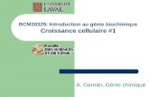 BCM20329: Introduction au génie biochimique Croissance cellulaire #1 A. Garnier, Génie chimique.