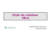 Style de citation MLA Bibliothèque Saint-Jean 28 janvier 2011.