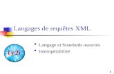 1 Langages de requêtes XML  Langage et Standards associés  Interopérabilité.