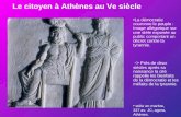 Le citoyen à Athènes au Ve siècle stèle en marbre, 337 av. JC, agora, Athènes. La démocratie couronne le peuple : Image allégorique sur une stèle exposée.