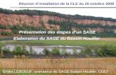 Présentation des étapes d’un SAGE Elaboration du SAGE du Bassin Houiller Réunion d’installation de la CLE du 20 octobre 2008 Emilie LEBOEUF, animatrice.