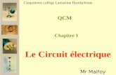 QCM Mr Malfoy Cinquièmes collège Lamartine Hondschoote Le Circuit électrique Chapitre 1.