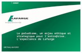 Le paludisme, un enjeu ethique et strategique pour l’entreprise. L’experience de Lafarge” CEMENT GBC Paris, Avril 2010.