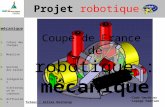 Mécanique Projet robotique 1.Cahier des charges 2.Mobilité 3.Gestion des balles 4.Intégration electronique et capteurs 5.Difficultés Coupe de France de.