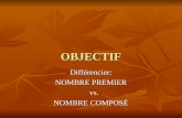 OBJECTIF Différencier: NOMBRE PREMIER vs. vs. NOMBRE COMPOSÉ.