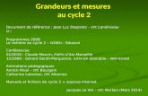 Grandeurs et mesures au cycle 2 Document de référence : Jean Luc Despretz – CPC Landivisiau Cf / Programmes 2008 Programmes 2008 Le nombre au cycle 2 –