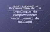 Découverte de la typologie du comportement vocationnel de Holland PROJET PERSONNEL DE L’ELEVE.