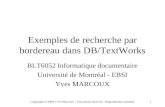 Copyright © 2004 Yves Marcoux - Tous droits réservés - Reproduction interdite1 Exemples de recherche par bordereau dans DB/TextWorks BLT6052 Informatique.