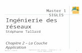 Ingénierie des réseaux - Chapitre 2 : La Couche Application 1 Master 1 SIGLIS Ingénierie des réseaux Stéphane Tallard Chapitre 2 – La Couche Application.