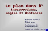 Montage préparé par : André Ross Professeur de mathématiques Cégep de Lévis-Lauzon Le plan dans R 3 Intersections, angles et distances Le plan dans R3R3.