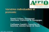 AFPTO – Dijon – 20 novembre 2009 1 Variables individuelles et pronostic Daniel Gilibert, Enseignant- chercheur, Université de Bourgogne. Guillaume Sandell,