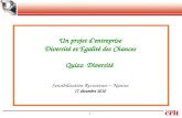 1 Un projet d’entreprise Diversité et Egalité des Chances Quizz Diversité Sensibilisation Recruteurs – Nantes 17 décembre 2010.
