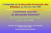 L’Internet et la Nouvelle Economie des Réseaux au Service des PME Comment susciter la demande Internet? Nouvelles Opportunités pour les PME Ministère de.