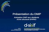 Auteur : Isabelle LE ROUX Isabelle.leroux@gcsdsisif.fr Présentation du DMP Animation DMP aux résidents d’une structure EHPAD.