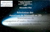 Résolution des équations de Maxwell en 2D Simulations de propagation d’ondes électromagnétiques à travers un noyau de comète. Conseil Scientifique Projet.