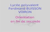Lycée polyvalent Ferdinand BUISSON VOIRON Orientation en fin de seconde.