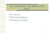 1 LE LANGAGE DE REQUETES SQL2  Les niveaux  SQL2 Intermédiaire  Introduction à SQL3.