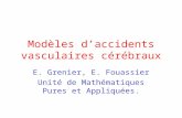 Modèles d’accidents vasculaires cérébraux E. Grenier, E. Fouassier Unité de Mathématiques Pures et Appliquées.