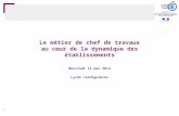 1 Le métier de chef de travaux au cœur de la dynamique des établissements Mercredi 14 mai 2014 Lycée Lesdiguières.