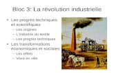 Bloc 3: La révolution industrielle Les progrès techniques et scientifiques –Les origines –L’industrie du textile –Les progrès techniques Les transformations.