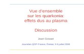 Vue d’ensemble sur les quarkonia: effets dus au plasma Discussion Jean Gosset Journées QGP-France, Étretat, 3-5 juillet 2006.